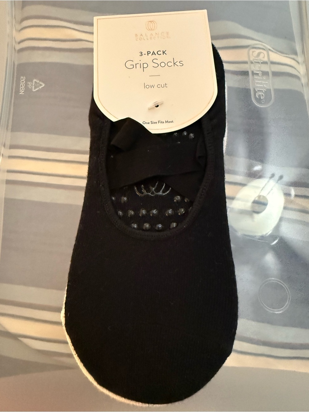 Balance Collection Womens Black Low-Cut Grip Socks - 3 Pack
